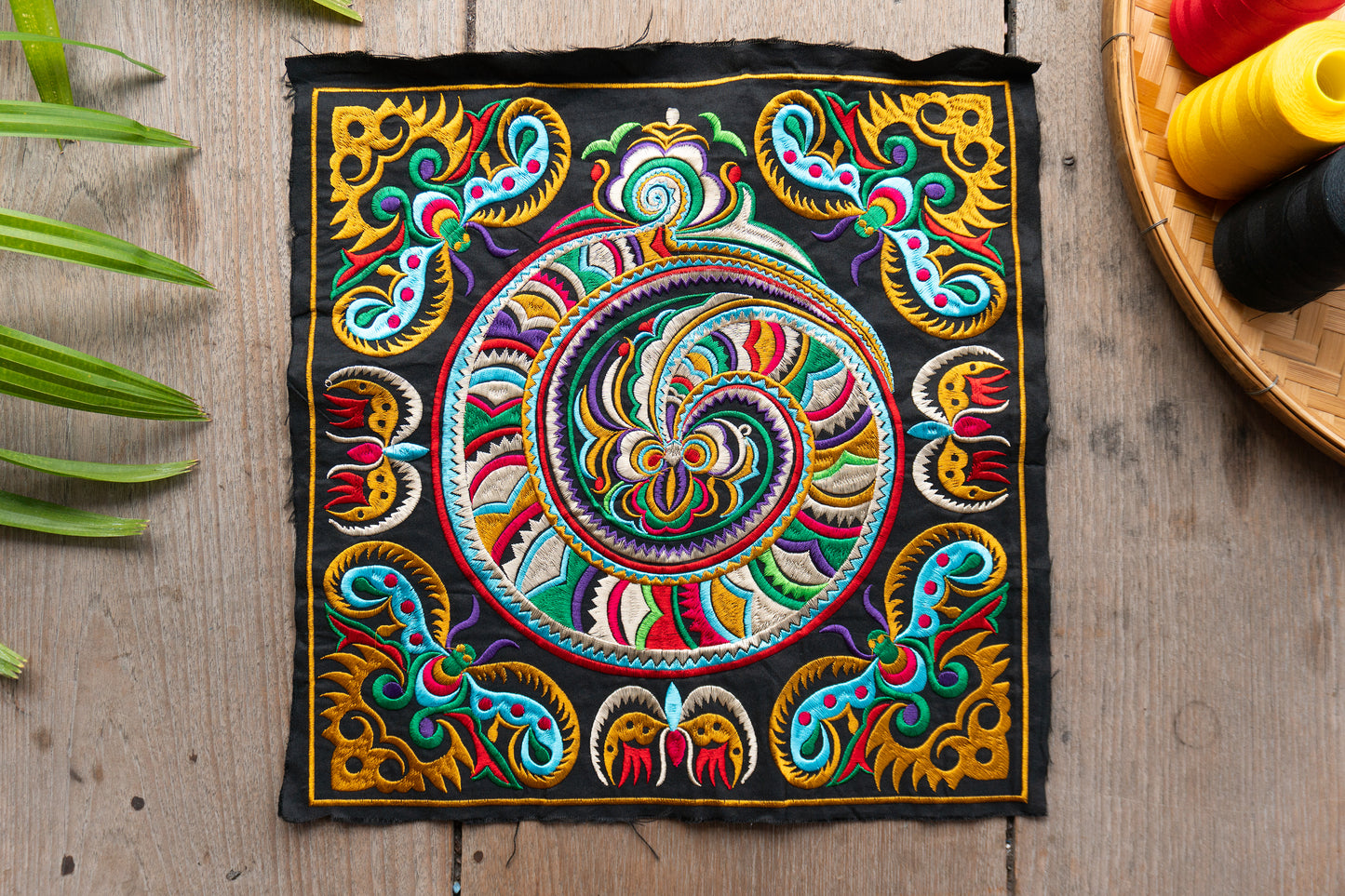 Colorful Snake Embroidered Fabric