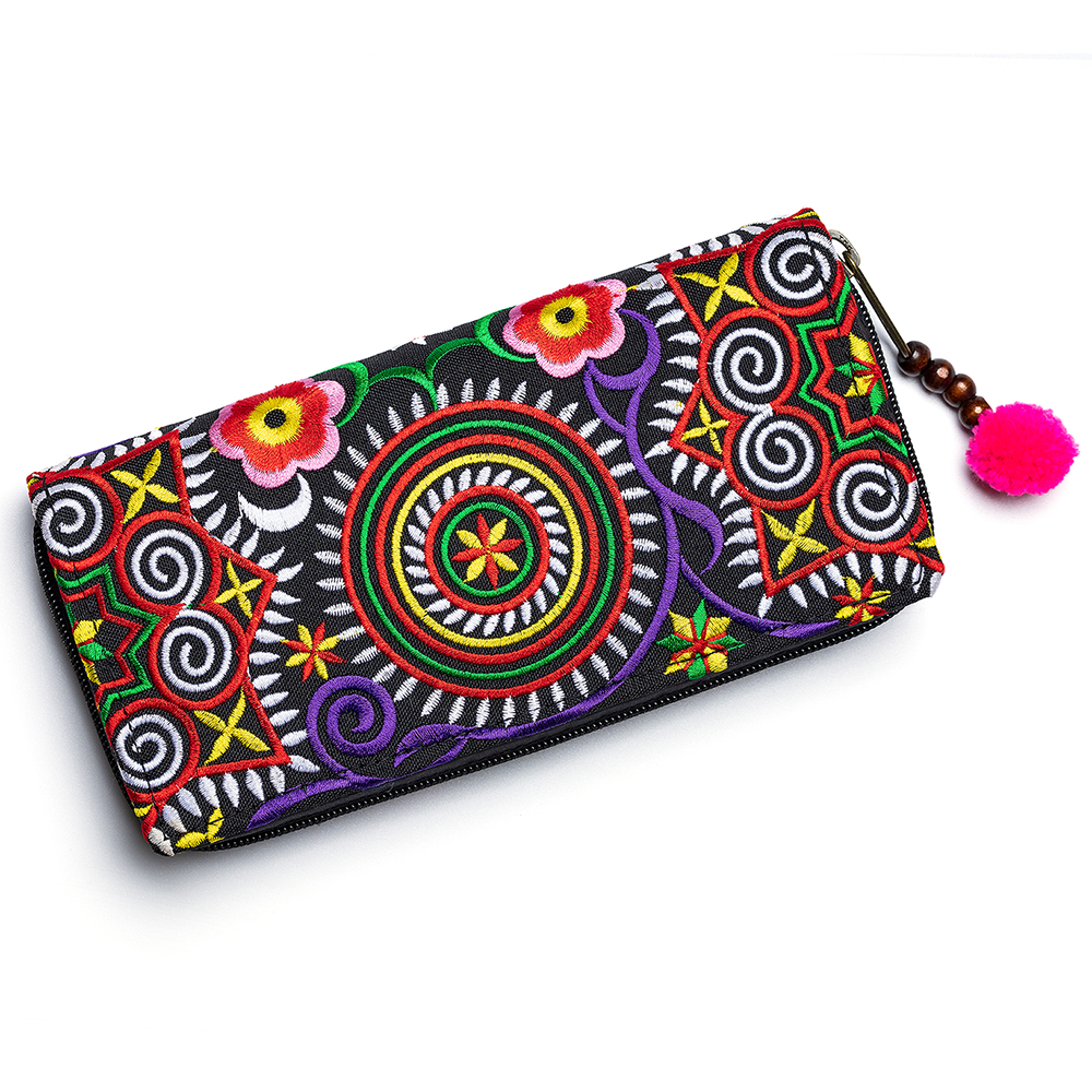 Clutch Wallet with Hmong Tribe Embroidery