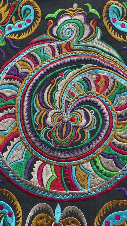 Colorful Snake Embroidered Fabric