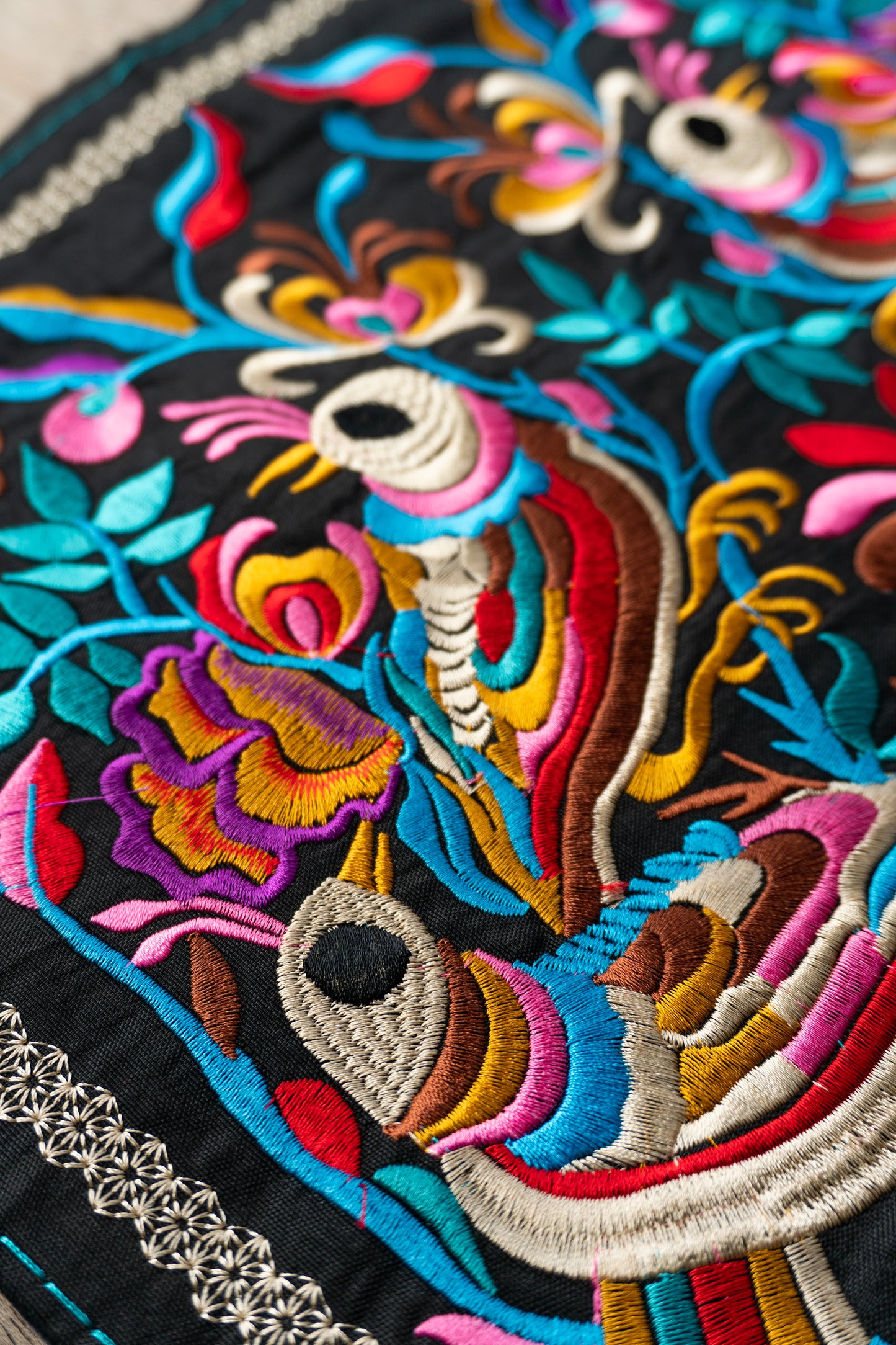 4 Bird Hill Tribe Embroidered Textile