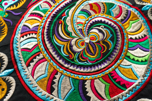 Colorful Snake Embroidered Fabric