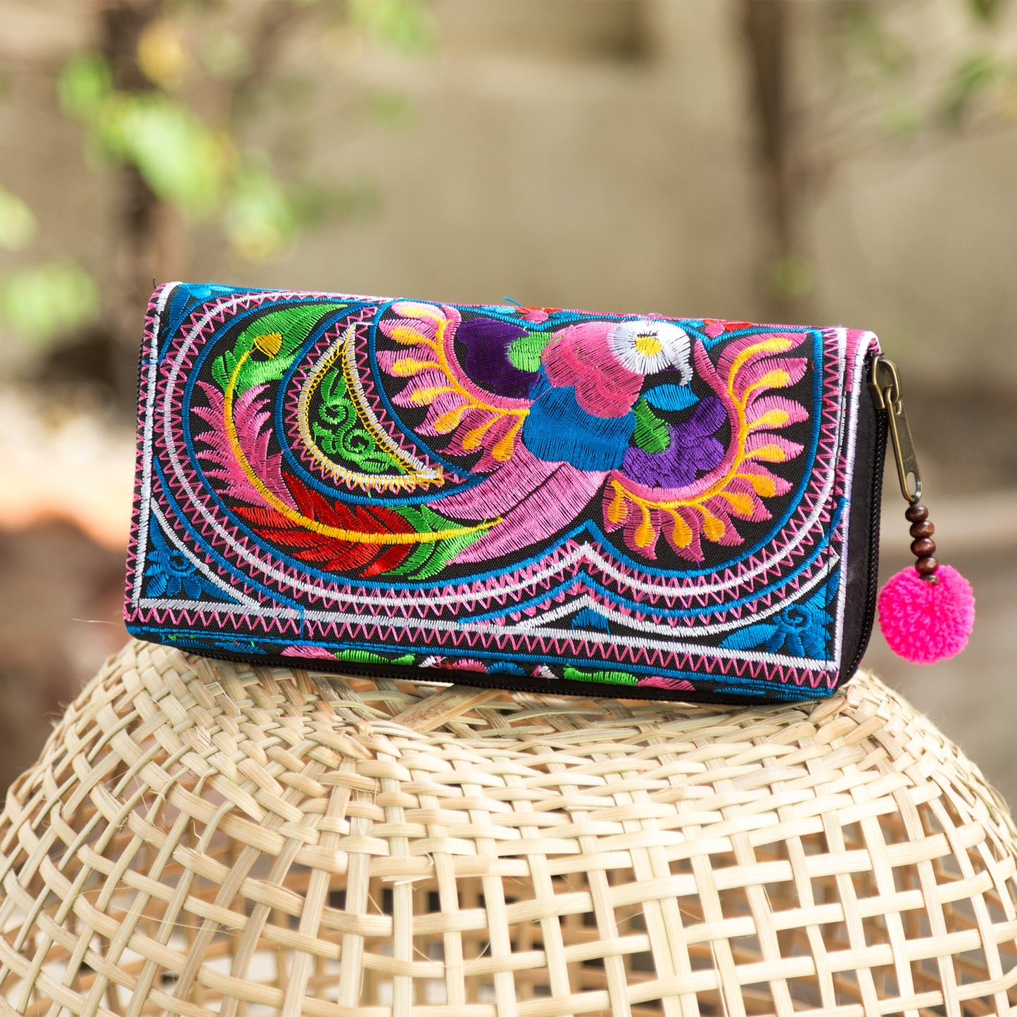 Clutch Wallet with Hmong Tribe Embroidery