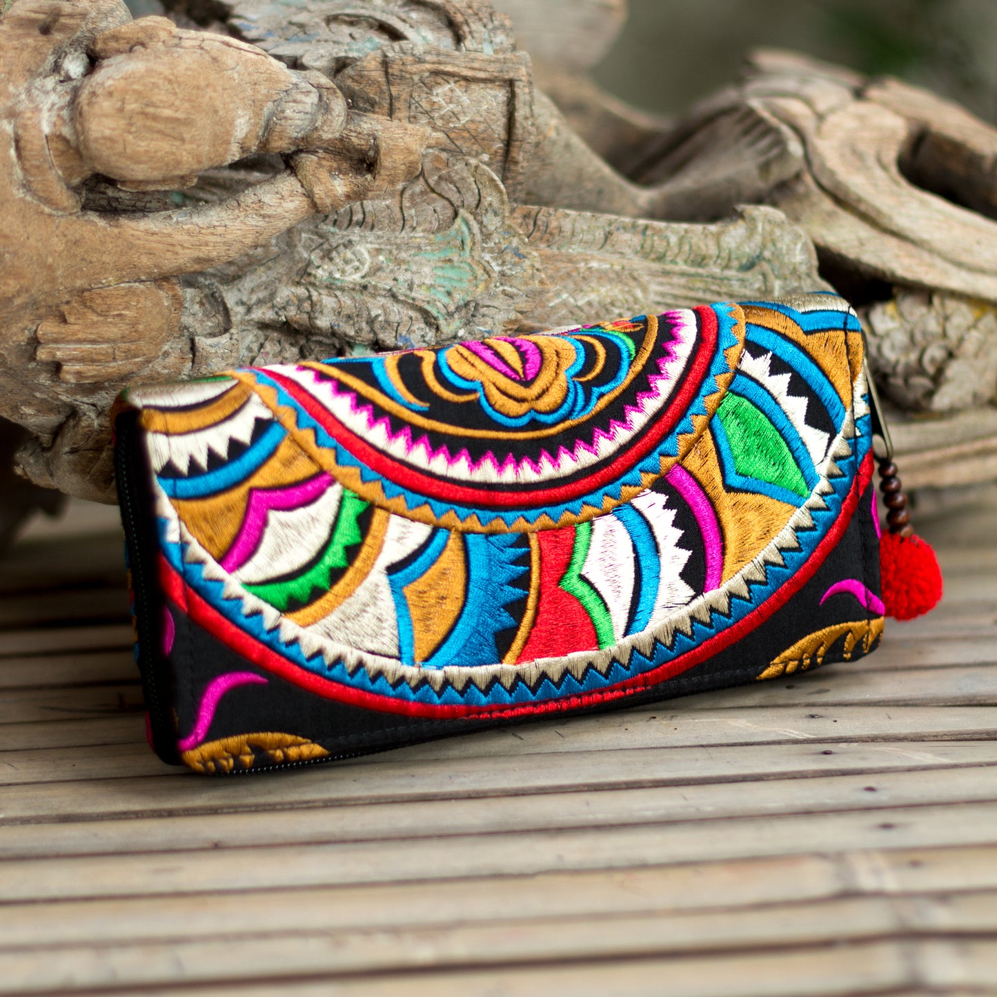 Clutch Wallet with Hmong Tribe Embroidery