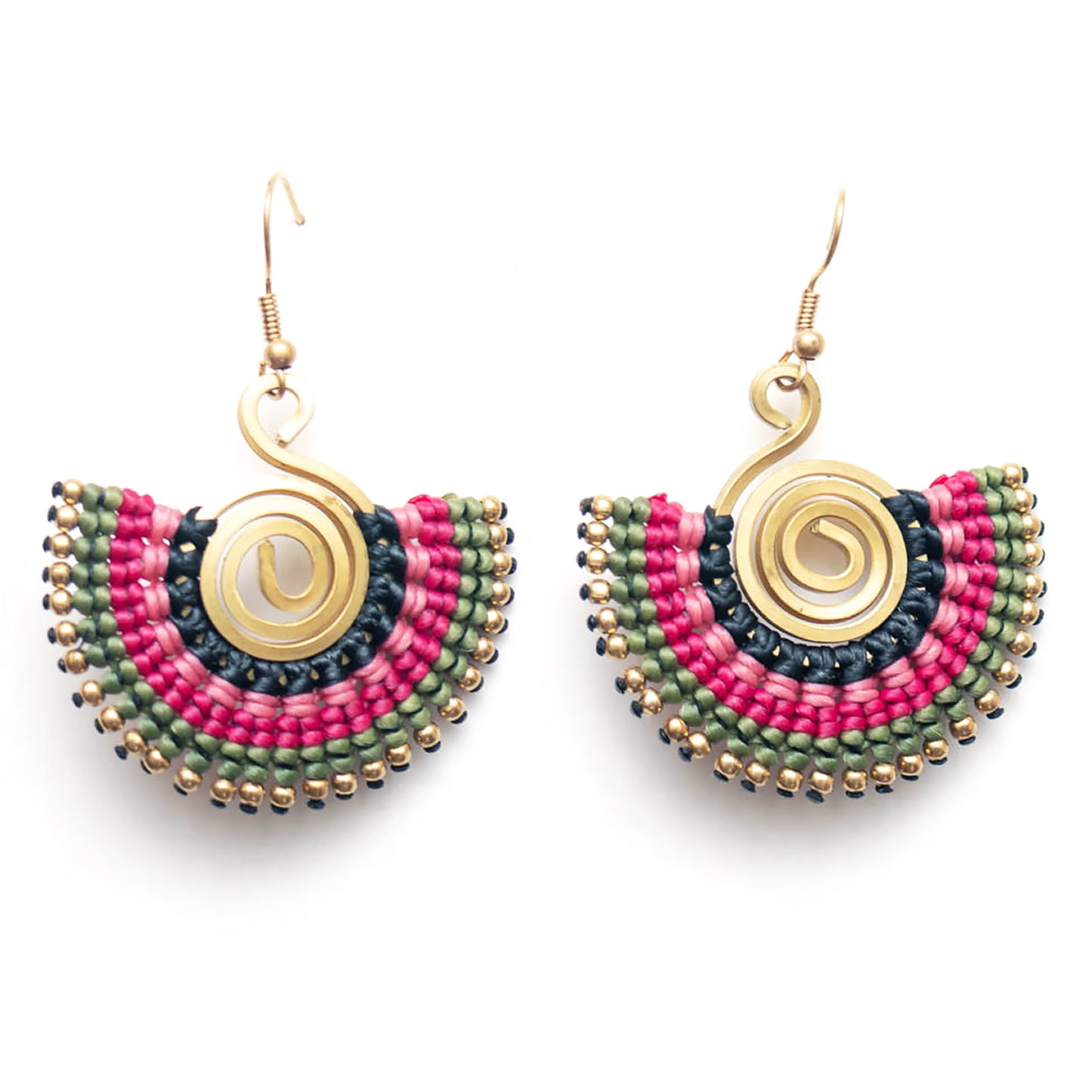 Brass Earrings with Waxed Cord