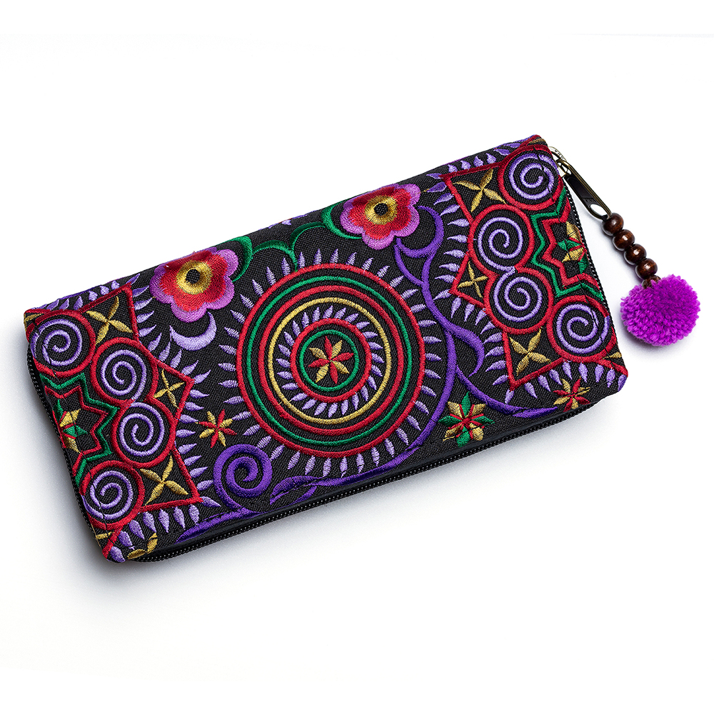 Clutch Wallet with Hmong Tribe Embroidery